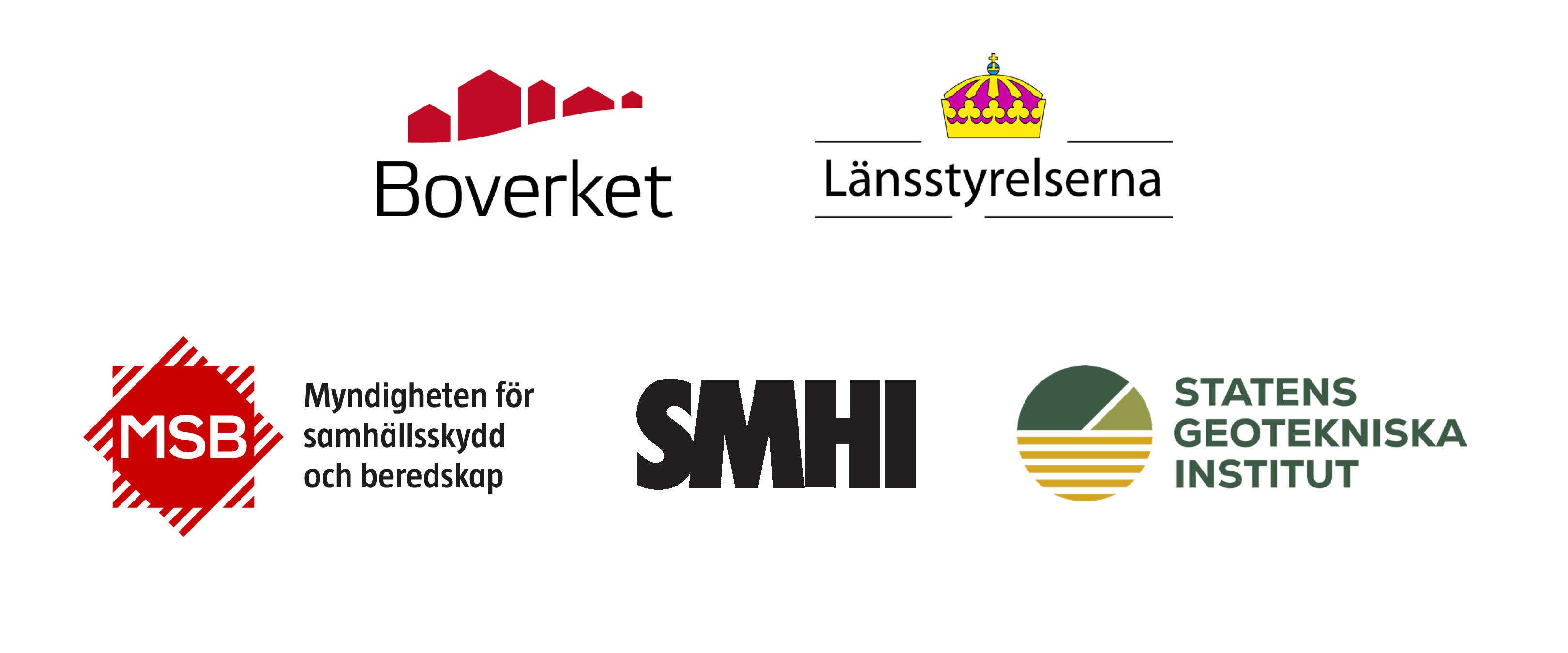 Logga för Boverket. Länsstyrelserna, MSB, SMHI och SGI.