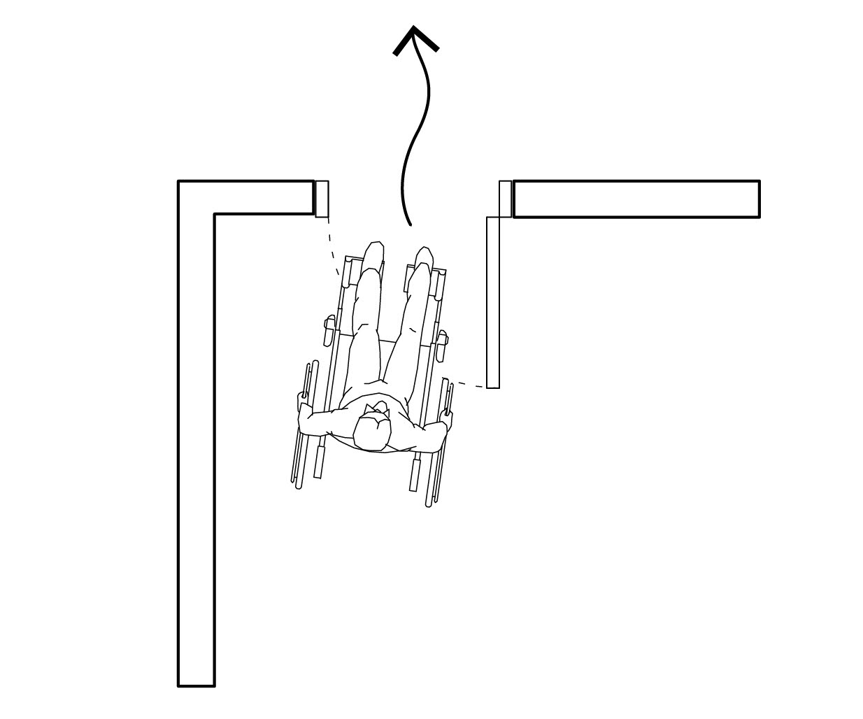 Illustration över passage vid dörr. 