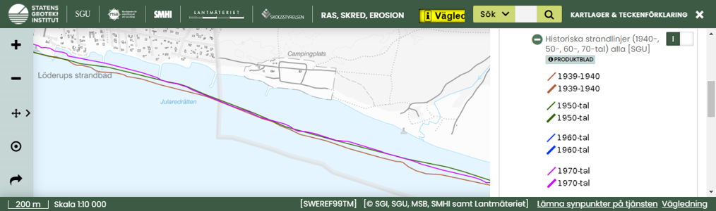 Utklipp av kartbild från kartvisningstjänsten Ras, skred, erosion, se Relaterad information