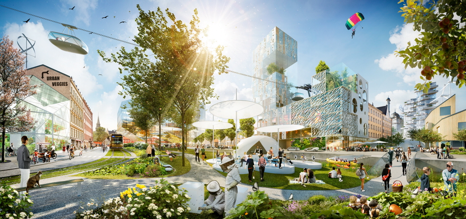 En stadsmiljö som montage