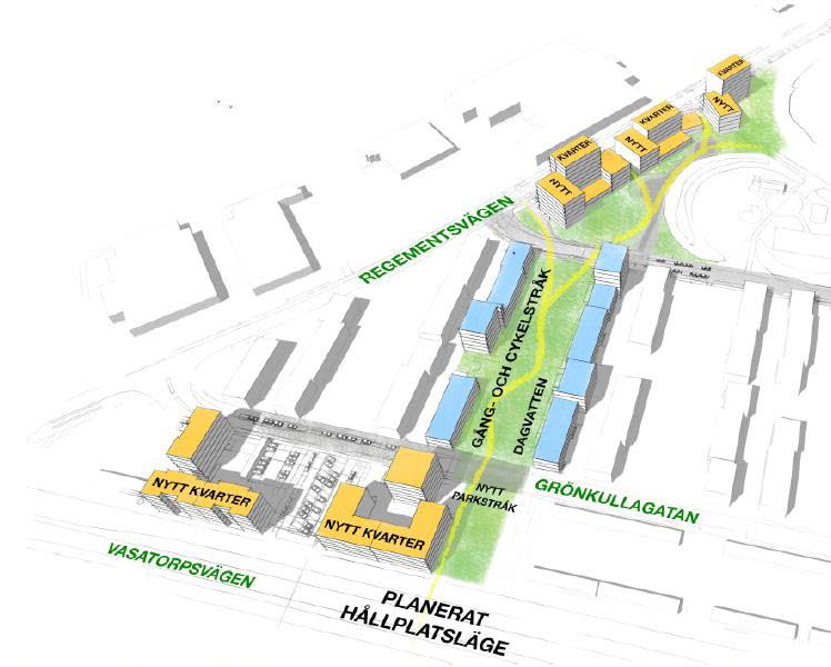 Illustration ur Detaljplan för fastigheten Drottninghög västra 1 mfl.