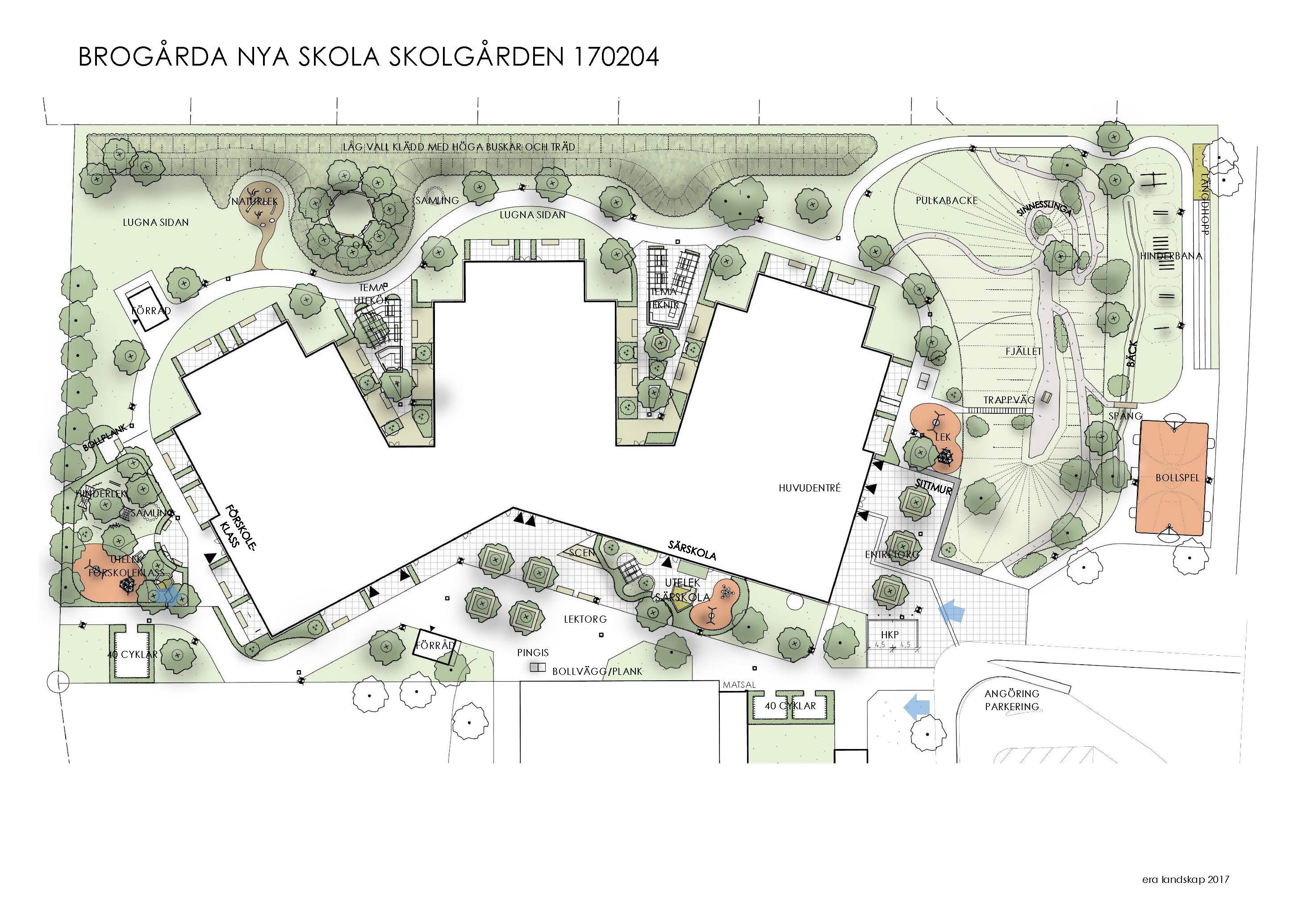 Illustrationsplan av skolgård.