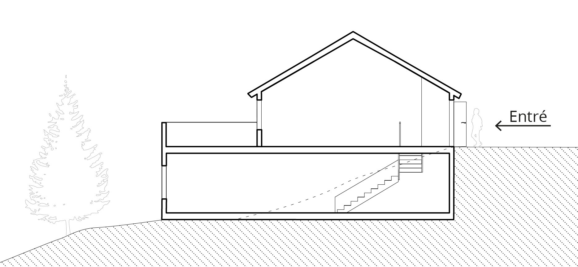 Illustration över nivåskillnader i samband med entréplan. 