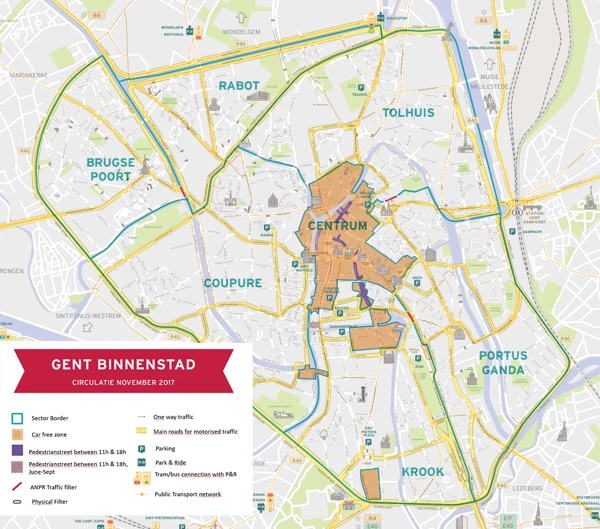 Kartbild som visar en cirkulationsplan med en ringled runt innerstaden.