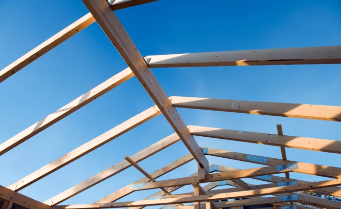 A roof being constructed.